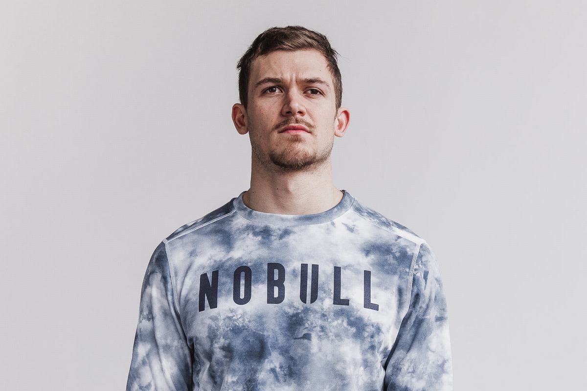 Nobull Crew Tie-Dye Men's Sweatshirts White | Australia (WM0893)